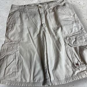 QuikSilver Cargo Shorts Mens 100%‎ Cotton Beige Pocket Y2K Size 32